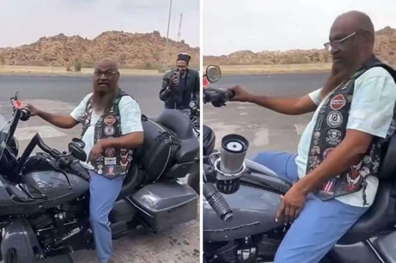 الشيخ عادل الكلباني إمام الحرم المكي السابق يرتدي الجينز ويقود دراجة هارلي