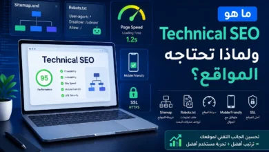 السيو التقني مع عناصر Sitemap وRobots.txt وسرعة الموقع والتوافق مع الجوال وشهادة SSL لتحسين أداء المواقع في محركات البحث