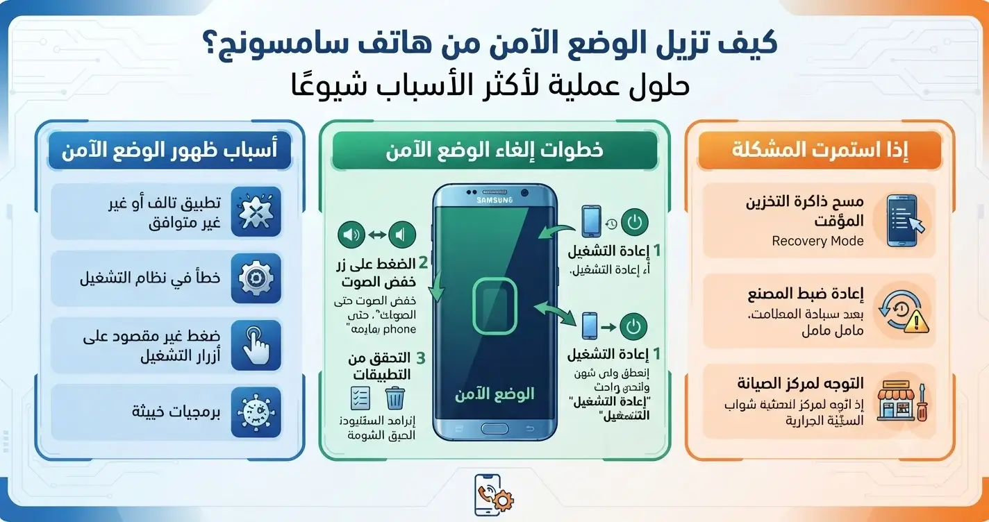 كيف تزيل الوضع الآمن من هاتف سامسونج؟ حلول عملية لأكثر الأسباب شيوعًا