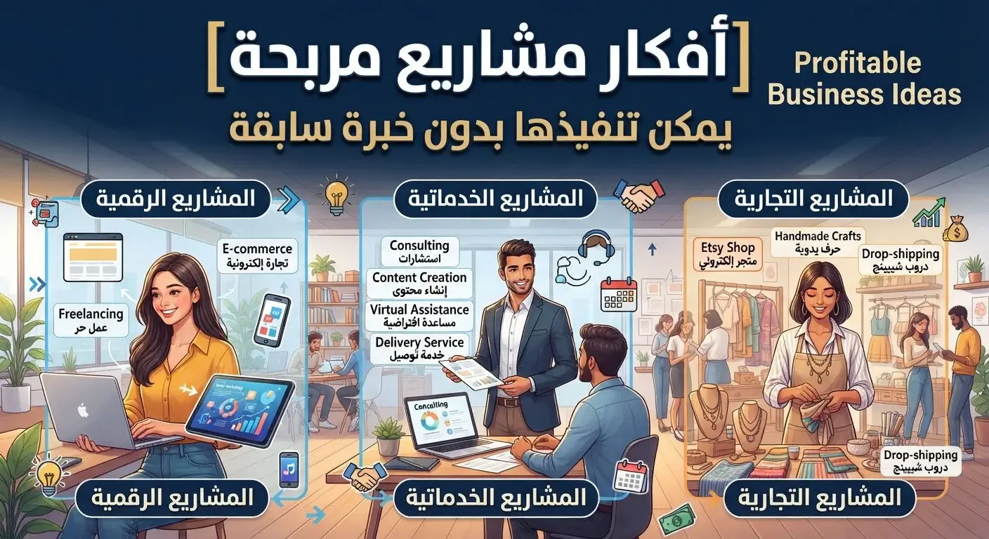 أفضل أفكار مشاريع مربحة يمكن تنفيذها بدون خبرة سابقة